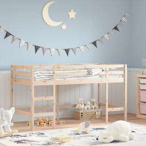 Dječji krevet na kat s ljestvama 80 x 200 cm masivna borovina - Smeđa / 80 x 200 cm