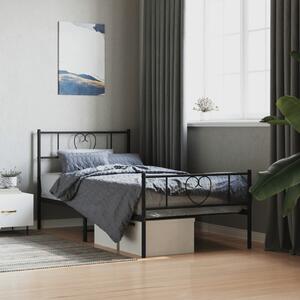 Metalni okvir kreveta uzglavlje i podnožje crni 90x190 cm - Crna / 90 x 190 cm