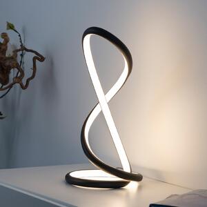 Paul Neuhaus LED stolna lampa Twist, crna, visina 42 cm, prigušiva, Crno, spavaća soba, Aluminij