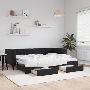 Dnevni krevet na razvlačenje s ladicama crni 80 x 200 cm baršun - Crna / 80 x 200 cm