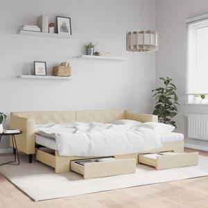 Dnevni krevet na razvlačenje s ladicama krem 80x200 cm tkanina - Krema / 80 x 200 cm