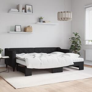 Dnevni krevet na razvlačenje s madracima crni 80x200 cm tkanina - Crna / 80 x 200 cm