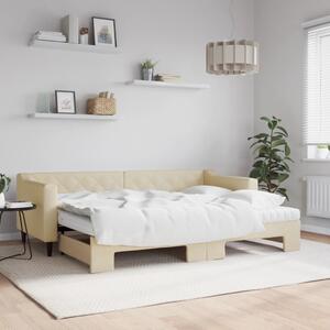 Dnevni krevet na razvlačenje krem 80 x 200 cm od tkanine - Krema / 80 x 200 cm