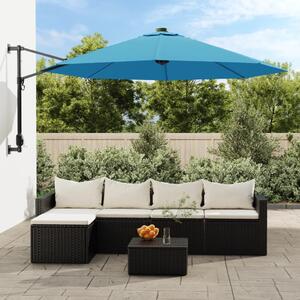 Zidni suncobran s LED svjetlima plava boja mora 290 cm - Plava / Default