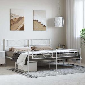 Metalni okvir kreveta uzglavlje i podnožje bijeli 183x213 cm - Bijela / 183 x 213 cm