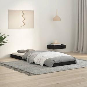 Okvir kreveta crni 75 x 190 cm mali od masivne borovine - Crna / 75 x 190 cm