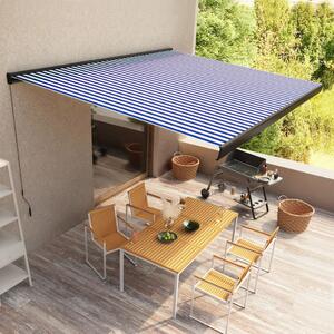 Kazetna tenda na ručno uvlačenje 400 x 300 cm plavo-bijela - Plava / 400 x 300 cm