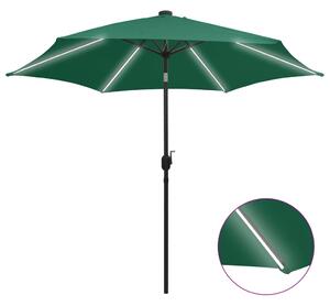 Vrtni suncobran LED s aluminijskim stupom 300 cm zeleni - Zelena / N/A