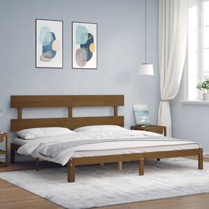 Okvir kreveta s uzglavljem boja meda 200x200cm od masivnog drva - Smeđa / 200 x 200 cm