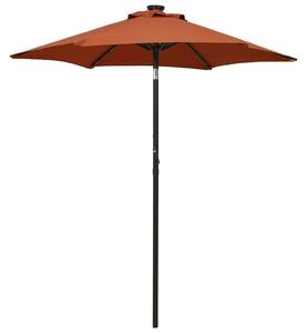 Vrtni suncobran s LED svjetlima terakota 200x211 cm aluminijski - Siva / N/A