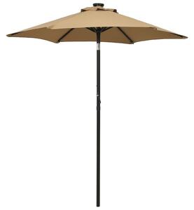 Vrtni suncobran LED smeđesivi 200 x 211 cm aluminijski - Tupe / N/A