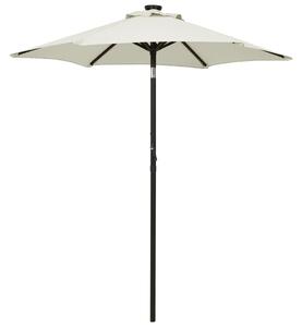 Vrtni suncobran LED boja pijeska 200 x 211 cm aluminijski - Siva / N/A