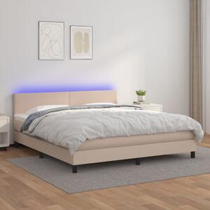 Krevet box spring madrac LED cappuccino 180x200cm umjetna koža - Smeđa / 180 x 200 cm