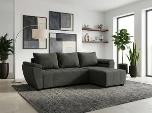 Razvlačna kutna garnitura L LIVARO 251x140 cm, tamno siva, univerzalna