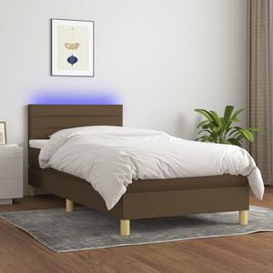 Krevet box spring s madracem LED tamnosmeđi 80 x 200 cm tkanina - Smeđa / 80 x 200 cm