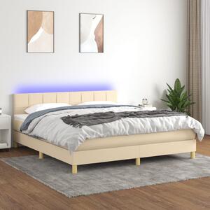 Krevet box spring s madracem LED krem 180x200 cm od tkanine - Krema / 180 x 200 cm