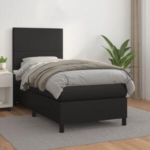 Krevet s oprugama i madracem crni 80 x 200 cm od umjetne kože - Crna / 80 x 200 cm