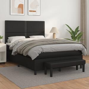 Krevet s oprugama i madracem crni 140 x 190 cm od umjetne kože - Crna / 140 x 190 cm