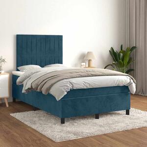 Box spring krevet s madracem tamnoplavi 120 x 200 cm baršunasti - Plava / 120 x 200 cm