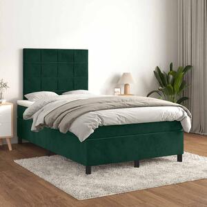 Box spring krevet s madracem tamnozeleni 120x200 cm baršunasti - Zelena / 120 x 200 cm