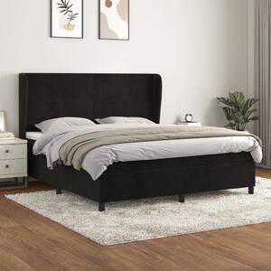 Krevet s oprugama i madracem crni 180x200 cm baršunasti - Crna / 180 x 200 cm