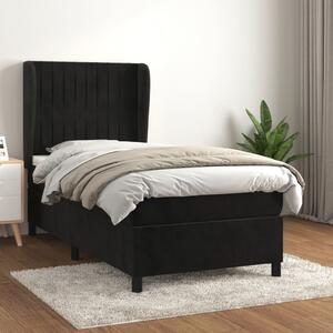 Box spring krevet s madracem crni 100x200 cm baršunasti - Crna / 100 x 200 cm