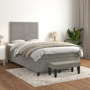 Box spring krevet s madracem svjetlosivi 120x200 cm baršunasti - Siva / 120 x 200 cm