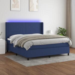 Krevet box spring s madracem LED plavi 160x200 cm od tkanine - Plava / 160 x 200 cm