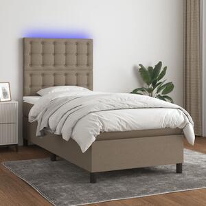 Krevet box spring s madracem LED smeđesivi 80 x 200 cm tkanina - Tupe / 80 x 200 cm