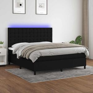 Krevet box spring s madracem LED crni 180x200 cm od tkanine - Crna / 180 x 200 cm