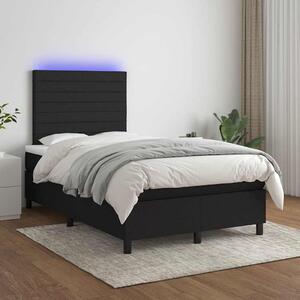 Krevet box spring s madracem LED crni 120 x 200 cm od tkanine - Crna / 120 x 200 cm