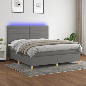 Krevet box spring s madracem LED tamnosivi 160x200 cm tkanina - Siva / 160 x 200 cm