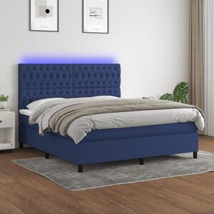 Krevet box spring s madracem LED plavi 180x200 cm od tkanine - Plava / 180 x 200 cm