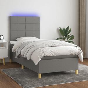 Krevet box spring s madracem LED tamnosivi 100x200 cm tkanina - Siva / 100 x 200 cm