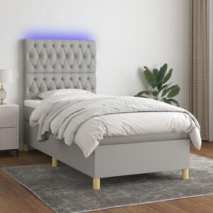 Krevet box spring s madracem LED svjetlosivi 80x200 cm tkanina - Siva / 80 x 200 cm