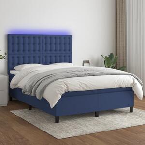Krevet box spring s madracem LED plavi 140x200 cm od tkanine - Plava / 140 x 200 cm