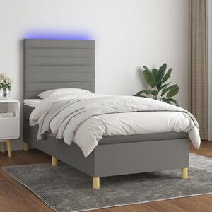 Krevet box spring s madracem LED tamnosivi 80 x 200 cm tkanina - Siva / 80 x 200 cm
