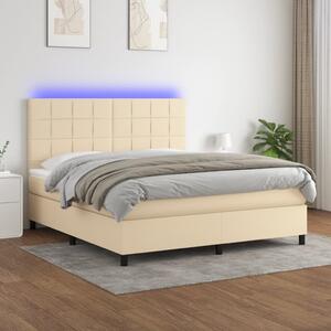Krevet box spring s madracem LED krem 160x200 cm od tkanine - Krema / 160 x 200 cm