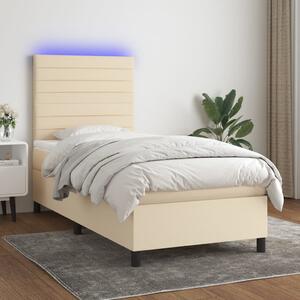 Krevet box spring s madracem LED krem 90x190 cm od tkanine - Krema / 90 x 190 cm