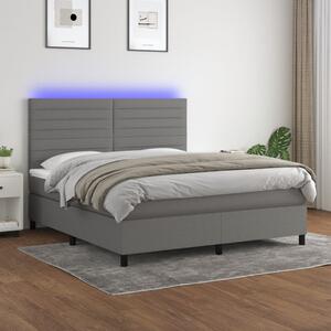 Krevet box spring s madracem LED tamnosivi 180x200 cm tkanina - Siva / 180 x 200 cm