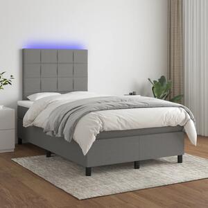 Krevet box spring s madracem LED tamnosivi 120 x 200 cm tkanina - Siva / 120 x 200 cm