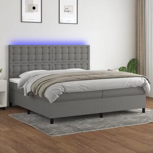 Krevet box spring s madracem LED tamnosivi 200x200 cm tkanina - Siva / 200 x 200 cm