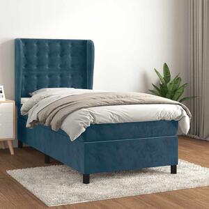 Box spring krevet s madracem tamnoplavi 100x200 cm baršunasti - Plava / 100 x 200 cm