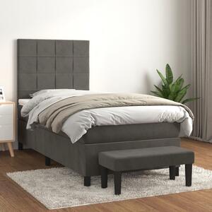 Box spring krevet s madracem tamnosivi 100x200 cm baršunasti - Siva / 100 x 200 cm