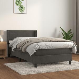 Box spring krevet s madracem tamnosivi 90x190 cm baršunasti - Siva / 90 x 190 cm