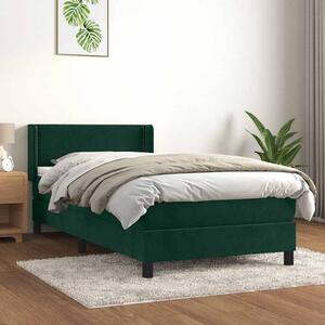 Box spring krevet s madracem tamnozeleni 100x200 cm baršunasti - Zelena / 100 x 200 cm