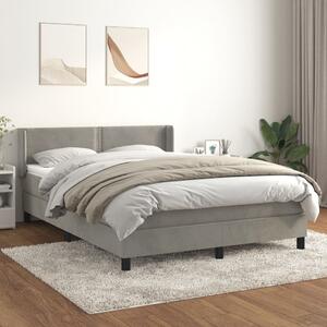 Krevet s oprugama i madracem svjetlosivi 140x190 cm baršunasti - Siva / 140 x 190 cm