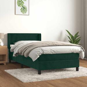 Box spring krevet s madracem tamnozeleni 90x200 cm baršunasti - Zelena / 90 x 200 cm