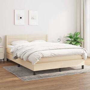 Krevet s oprugama i madracem krem 140 x 190 cm od tkanine - Krema / 140 x 190 cm