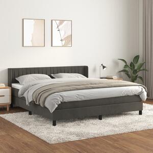 Krevet s oprugama i madracem tamnosivi 180x200 cm baršunasti - Siva / 180 x 200 cm